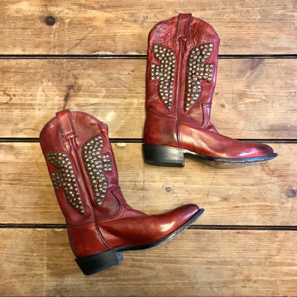 Frye Studded Billy Boots 7.5 Red Women’s